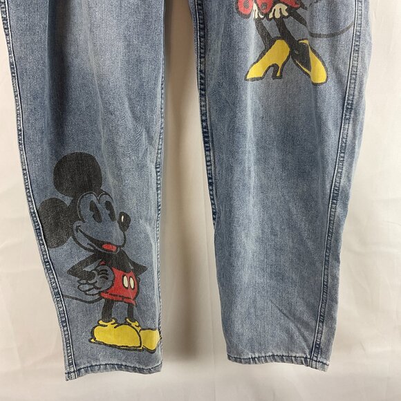 Disney Her Universe Jeans L Blue Paperbag Tie Waist Tapered Leg Minnie Mouse New - Picture 4 of 12